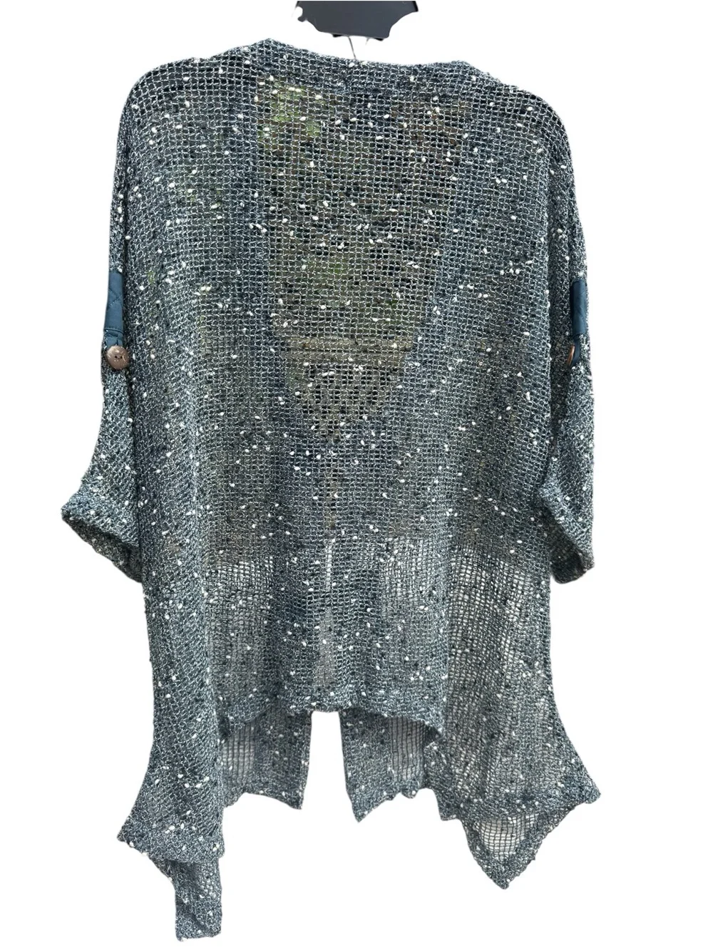 Katie Todd Knit Cardigan Sweater Slate Blue w/large buttons sz L